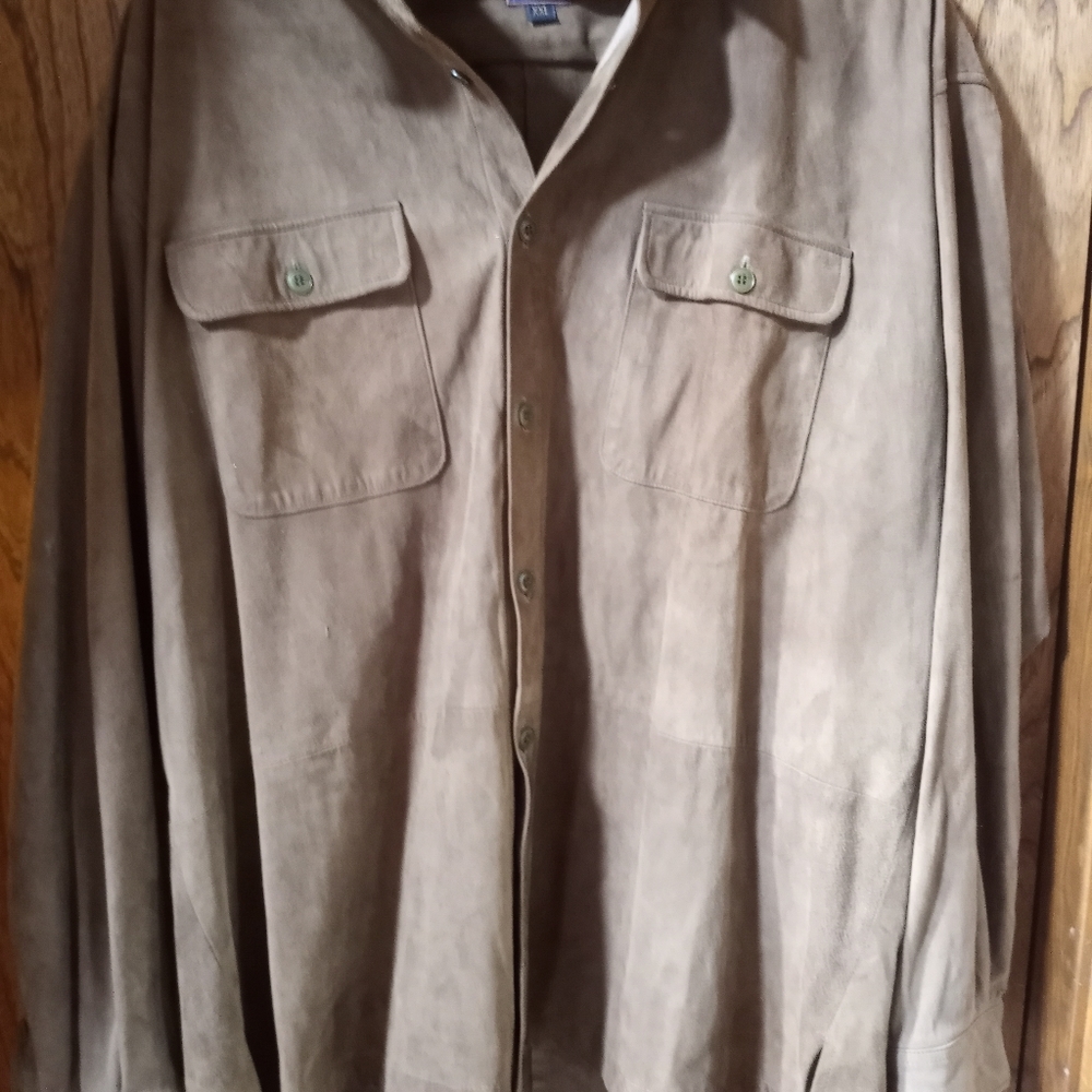 LEATHER/Suede Long Sleeve Shirt.